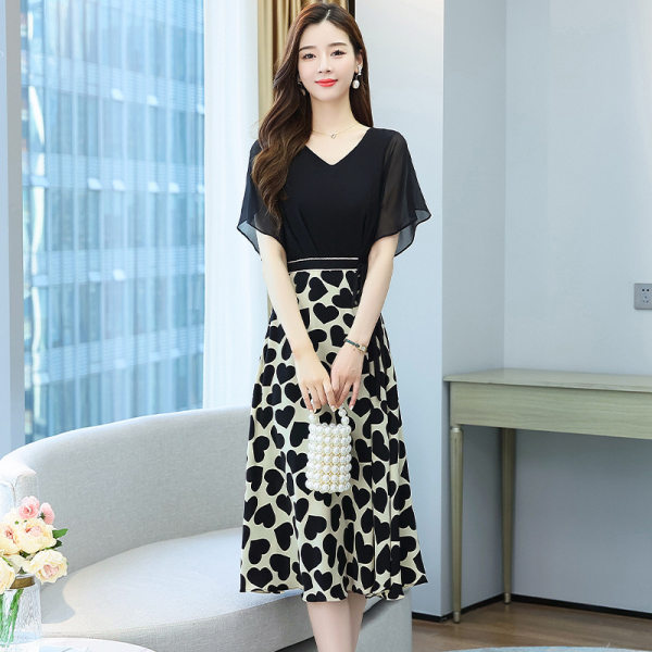 Mua 2023 Phụ nữ mới cho mùa hè Váy liền chấm bi tay ngắn cổ tròn mùa hè  phong cách Hàn Quốc váy chữ A dáng dài cỡ trung ôm dáng váy